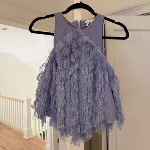 Ganni fringe sleeveless violet top